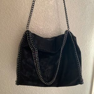 Vegan Leather black chain Falabella style bag.